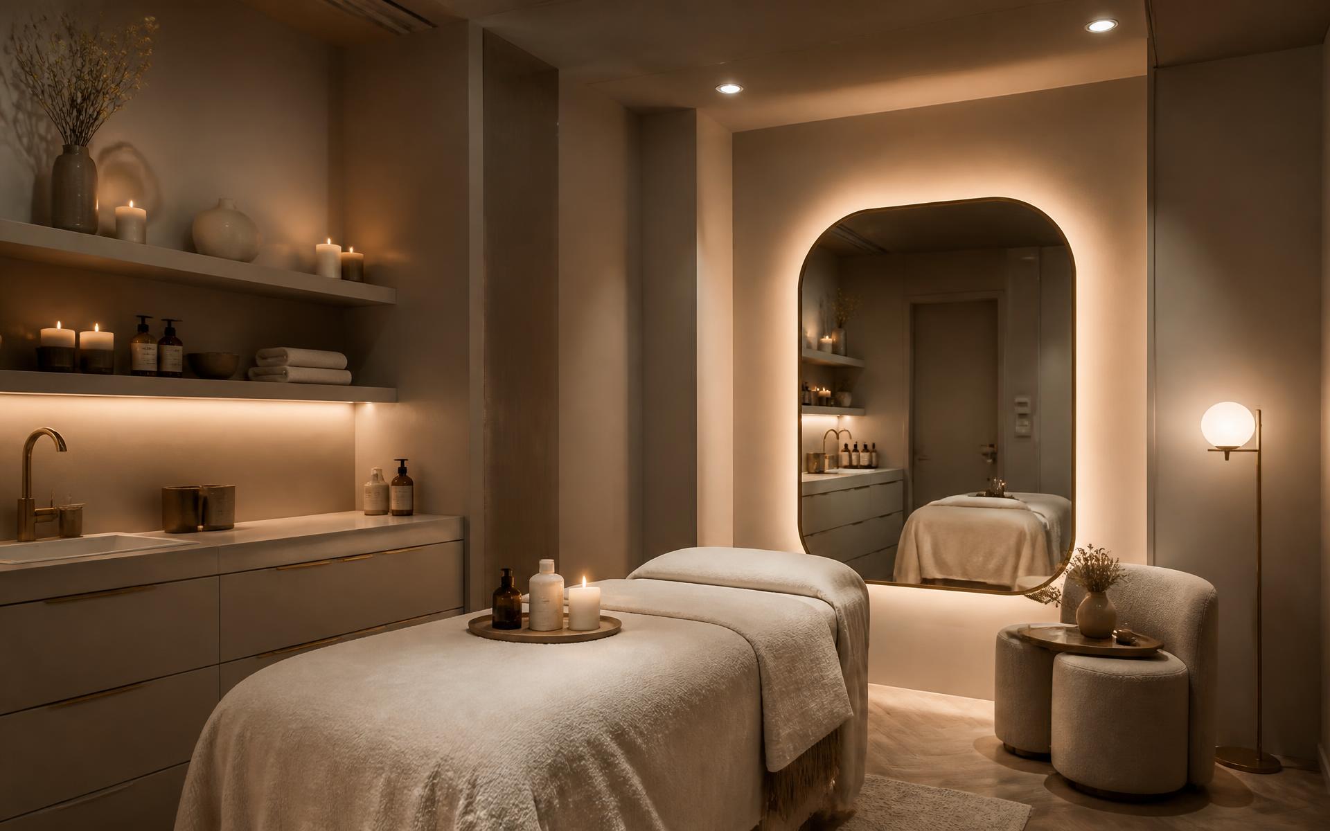 Candlelit treatment room at The Beauty Concept